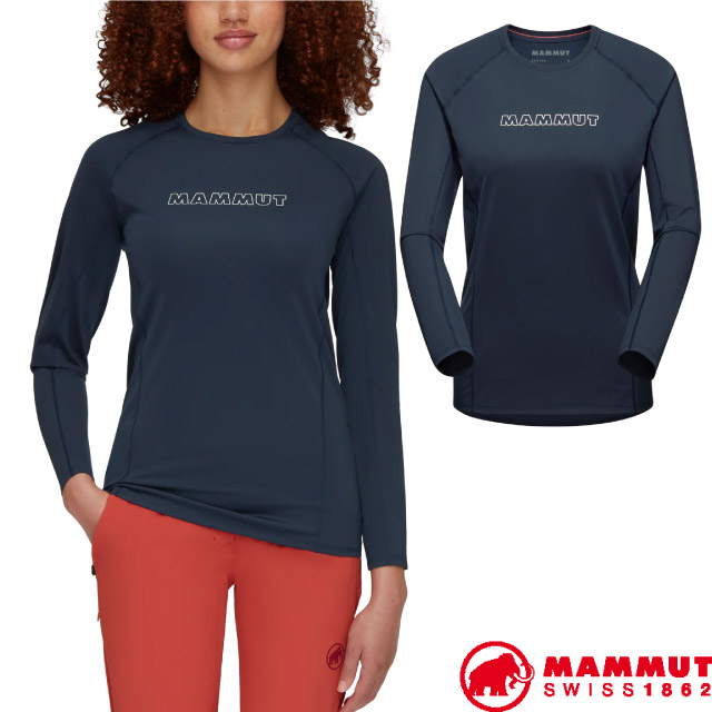 【瑞士 MAMMUT 長毛象】女 Selun FL 快乾彈力長袖圓領運動T恤/1016-01450-5118 海洋藍✿30E010
